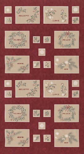 Moda - Warm Winter Wishes - 24' Snowflake Pine Berry Panel, Deep Red
