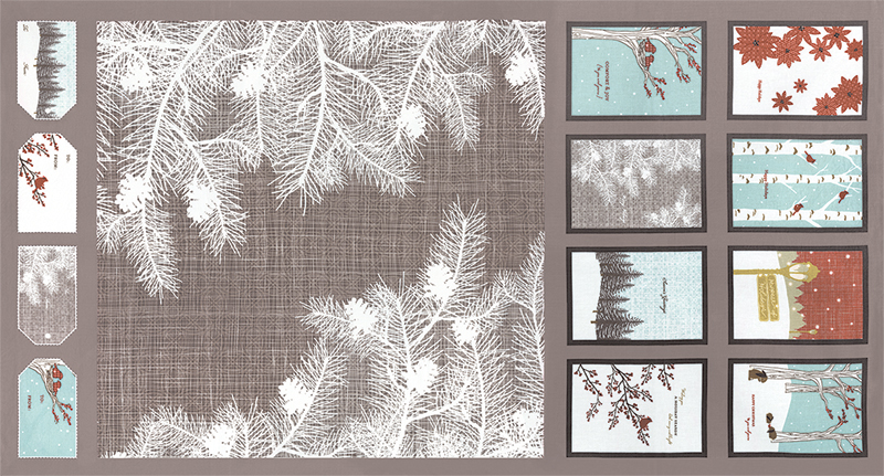 Moda - Winters Lane - 24' Holiday Panel, Gray