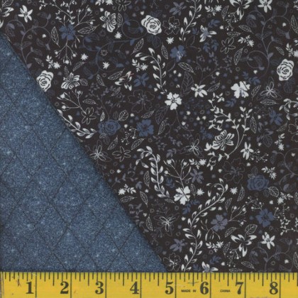 Mook - Quilted Fabric - Faux Metallic/Italian Plum, Blue