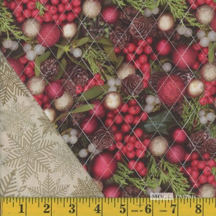 Mook - Quilted Fabric - Holiday, Red/Tan