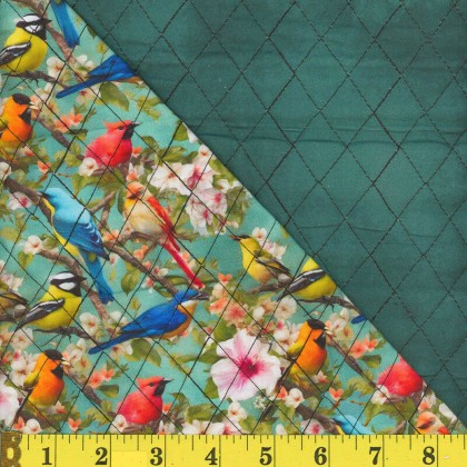Mook - Quilted Fabric - Song Birds, Green