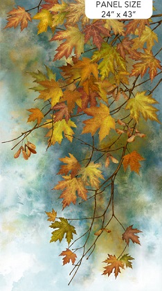 Northcott - Autumn Splendor - 24' Leafy Branch Panel, Teal