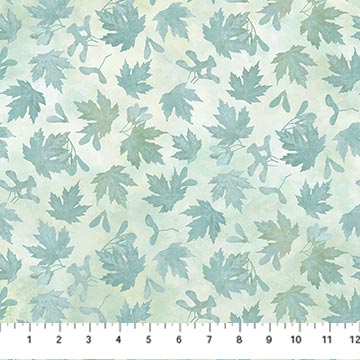 Northcott - Autumn Splendor - Leaves, Light Teal