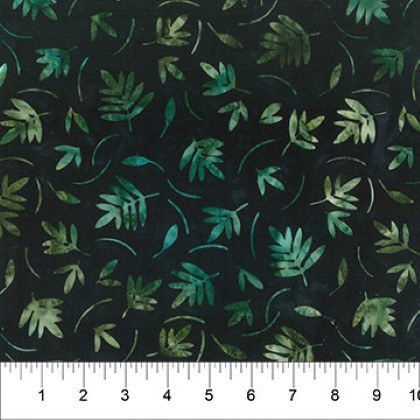 Northcott - Banyan Batiks Fragrant - Leaves, Black