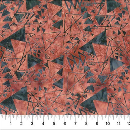 Northcott - Banyan Batiks Quilting is My Voice - Triangles, Burnt Russet