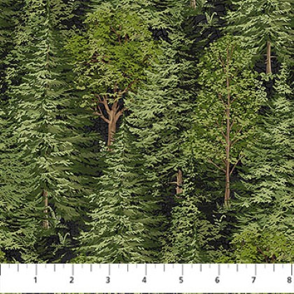 Northcott - Bear Necessities - Trees, Black