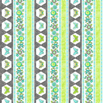 Northcott - Blossom - Border Stripe, Modern Grey