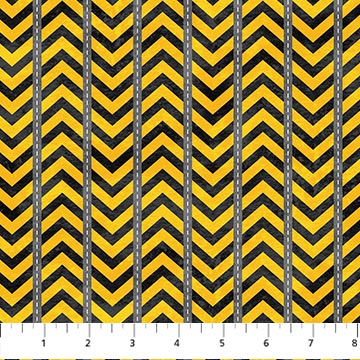 Northcott - Build Your Own World - Construction Stripe, Yellow Gray