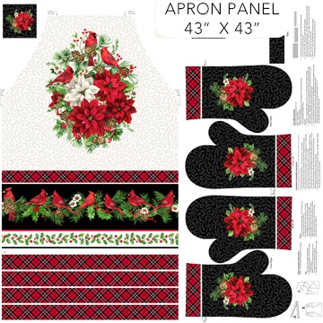 Northcott - Cardinal Christmas - 43' x 43' Apron Panel, White