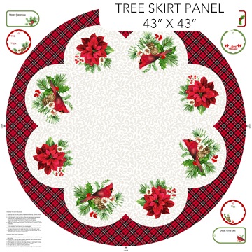 Northcott - Cardinal Christmas - 43' x 43' Tree Skirt Panel, White