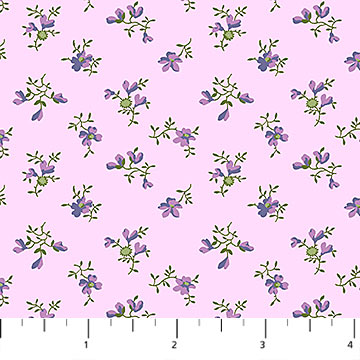 Northcott - Chelsea - Mini Flower Toss, Purple/Lilac