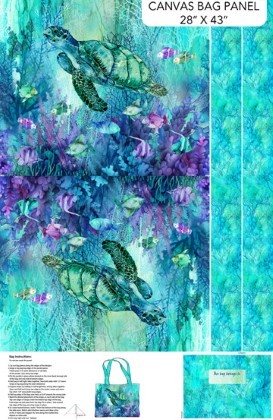 Northcott - Coral Reef - 28' x 43' Canvas Bag, Turquoise