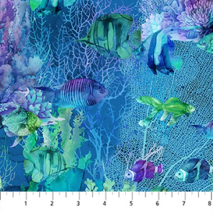 Northcott - Coral Reef - Fish, Navy