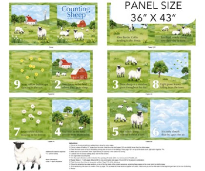Northcott - Counting Sheep - 36' Soft Book Panel, Green