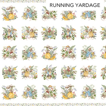 Northcott - Country Mouse - Scenic Blocks (Running Yardage), White