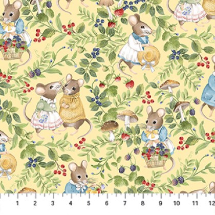 Northcott - Country Mouse - Scenic Mice, Yellow