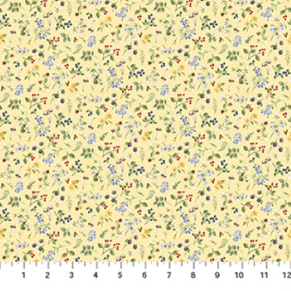 Northcott - Country Mouse - Small Floral Toss, Yellow