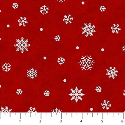 Northcott - Cozy Up Flannel - Snowflakes, Red