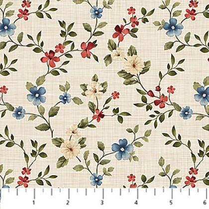 Northcott - Farmhouse Sampler - Floral Trail, Cream