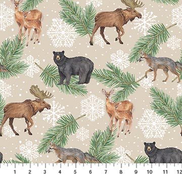 Northcott - Frosted Forest Flannel - Animal Allover, Beige