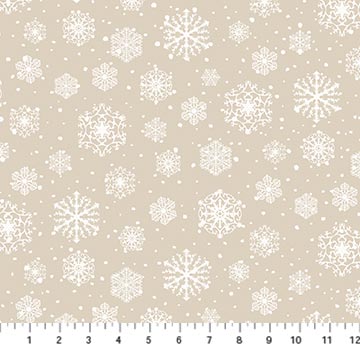 Northcott - Frosted Forest Flannel - Snowflakes, Beige