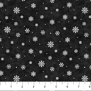 Northcott - Golden Christmas - Snowflakes, Black