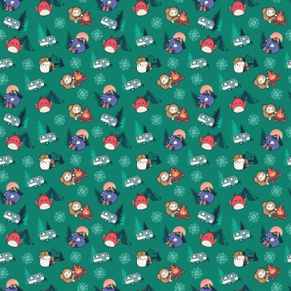 Northcott - Happy Campers: Original Squishmallows - Camping, Green