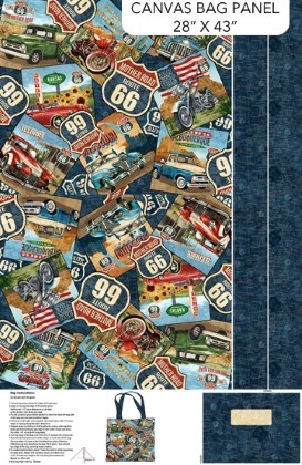 Northcott - Historic Route 66 - Canvas Tote Bag Panel