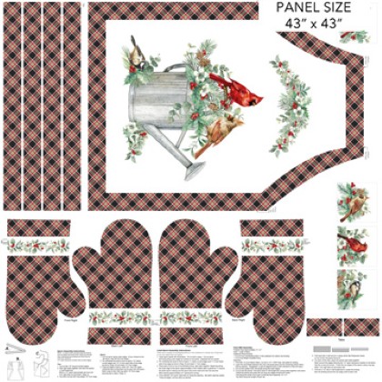 Northcott - Home For Christmas - 43 x 43' Apron/Mitt Panel, White