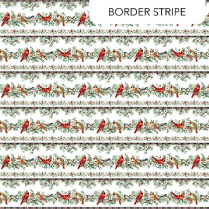Northcott - Home For Christmas - Border Stripe, White