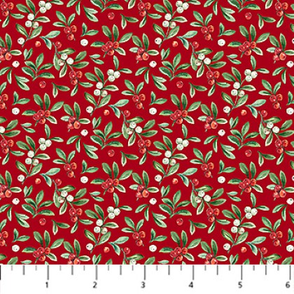 Northcott - Home For Christmas - Mistletoe, Red