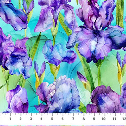 Northcott - Infatuation - Iris Feature, Turquoise
