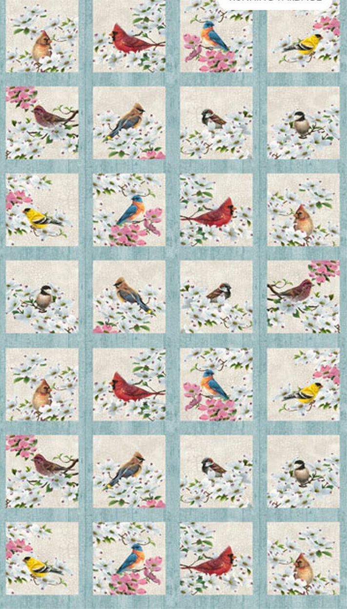 Northcott - Joys of Spring - Spring Blocks 24' Panel, Light Teal