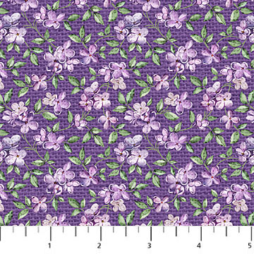 Northcott - Lilac Garden - Packed Mini Lilacs, Purple