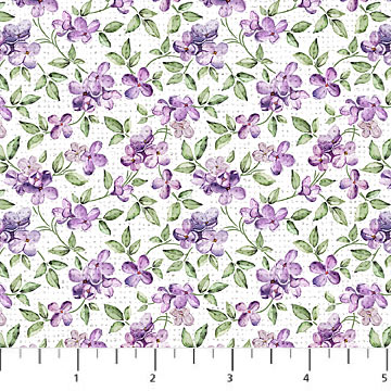 Northcott - Lilac Garden - Packed Mini Lilacs, White