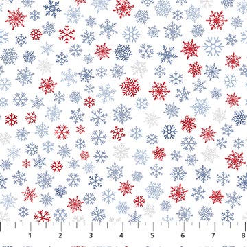 Northcott - Little Donkey's Christmas Flannel - Snowflakes, White