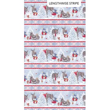 Northcott - Little Donkey's Christmas Flannel - Stripe, Blue