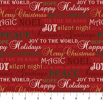 Northcott - Merry Christmas - Inspirational Words, Red