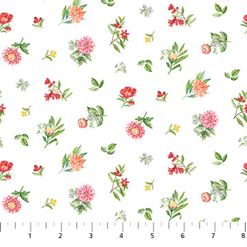 Northcott - Morning Blossom - Mini Floral Toss, White