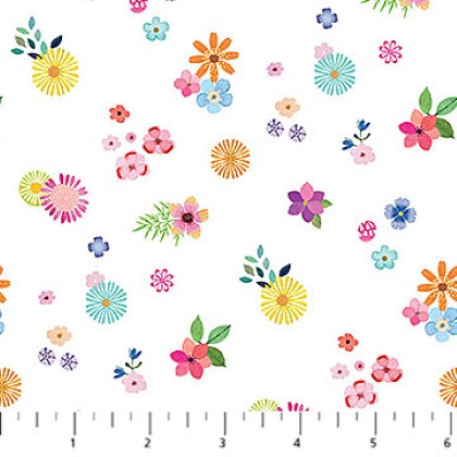 Northcott - My Cup of Tea - Mini Floral, White