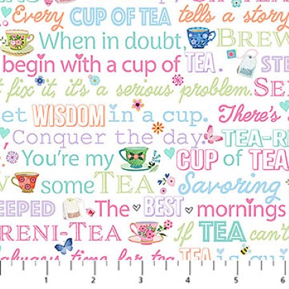Northcott - My Cup of Tea - Words, White