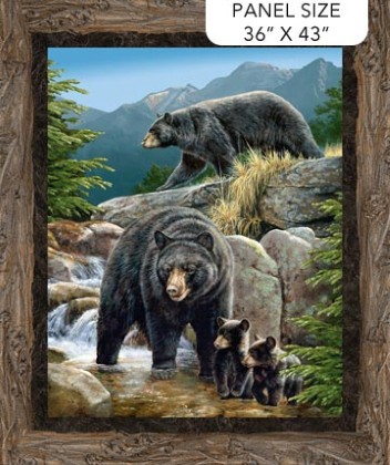 Northcott - Northwood: Naturescapes Bear - 36' Black Bear Panel, Brown