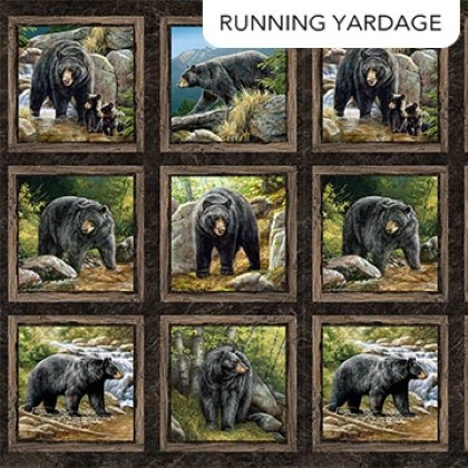 Northcott - Northwood: Naturescapes Bear - Running Yardage Blocks, Brown