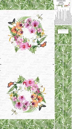 Northcott - Orchids in Bloom - 24' x 43' Canvas Bag, White/Multi