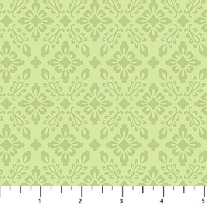 Northcott - Orchids in Bloom - Mini Damask, Green
