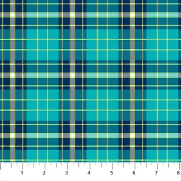Northcott - Piccadilly - Large Plaid, Turquoise/Multi