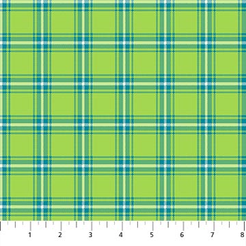 Northcott - Piccadilly - Small Plaid, Lime/Multi