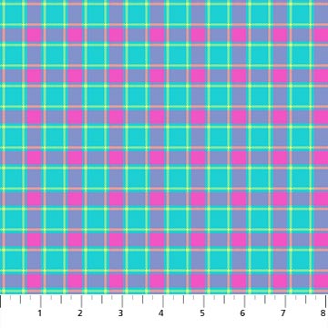Northcott - Piccadilly - Tri Color Check, Aqua/Multi