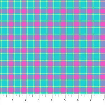 Northcott - Piccadilly - Tri Color Check, Aqua/Multi