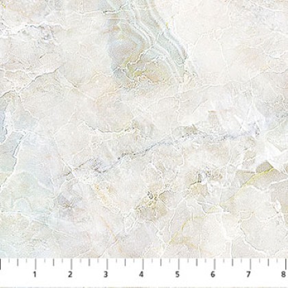 Northcott - Running Free - Veined Marble, Cream/Blue